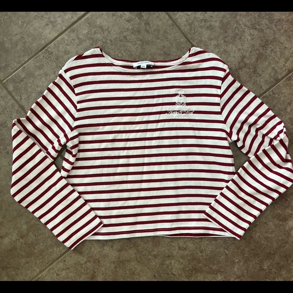 Sporty & Rich Striped Red White Long Sleeve Shirt